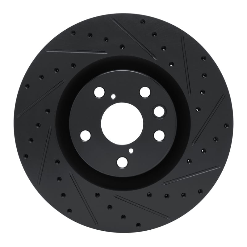 R1 Concepts — R1 11-25 Lexus IS200T Right Front Drilled & Slotted Black Brake Rotor
