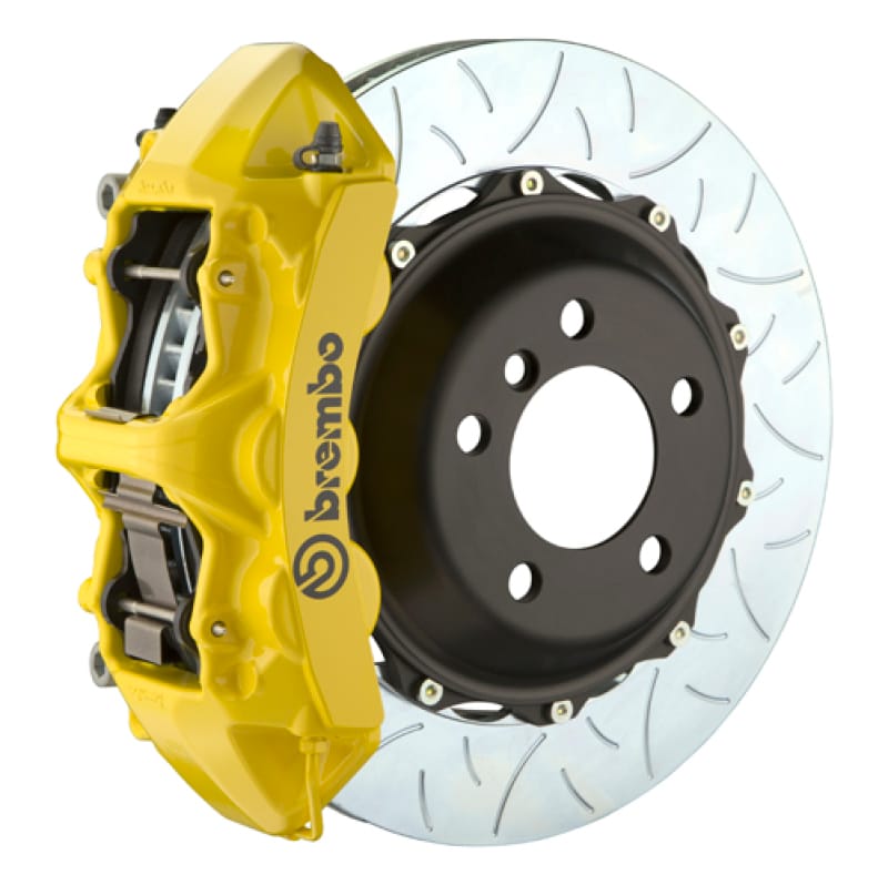 Brembo — Brembo 05-13 Corvette Front GT BBK 6 Piston Cast 380x32 2pc Rotor Slotted Type3- Yellow