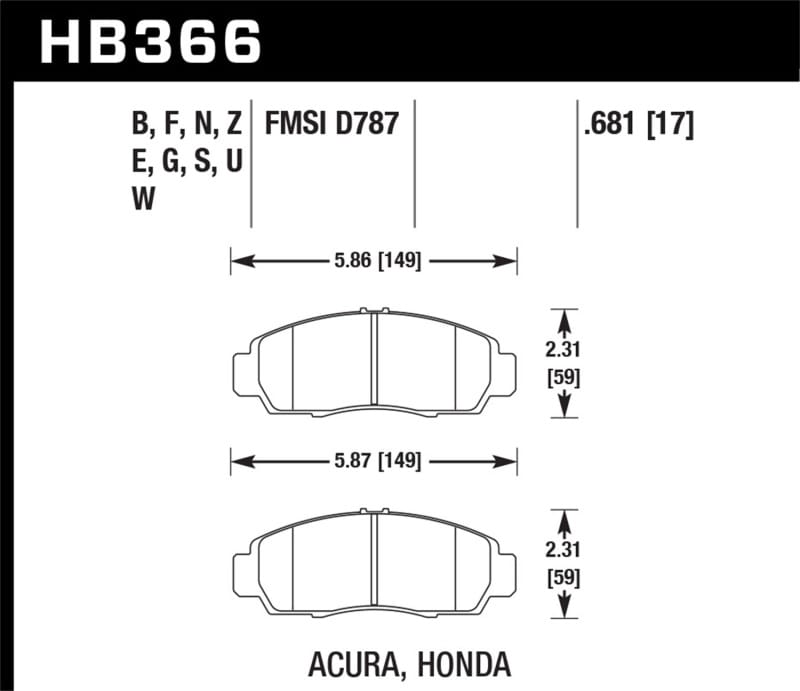 Hawk Performance — Hawk 02-03 Acura CL 3.2L Base OE Incl.Shims Front ER-1 Brake Pads
Disc Brake Pad