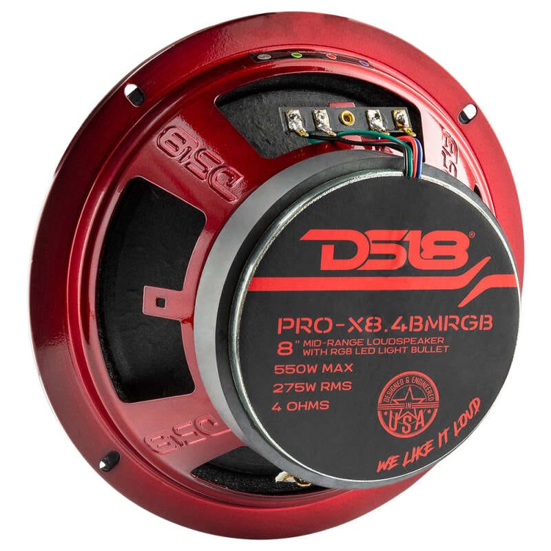 DS18 — DS18 8in 275 Watts RMS 4 ohm Mid-Range Loudspeaker RGB Bullet Loudspeaker