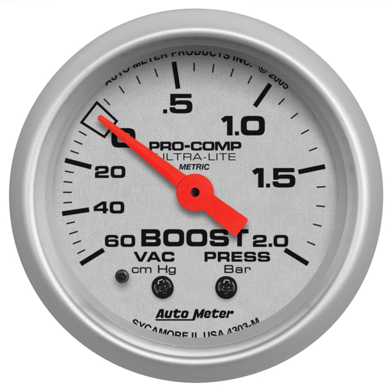 AutoMeter — Autometer Ultra-Lite 52mm 60cm/HG-2.0Bar Mechanical Vacuum/Boost Gauge
2" BOOST-VAC, 60 Cm