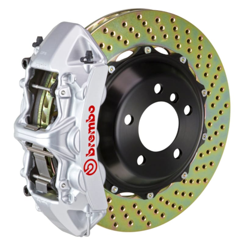 Brembo — Brembo 08-09 F430 Scuderia Rear GT BBK 6 Piston Cast 380x32 2pc Rotor Drilled-Silver
