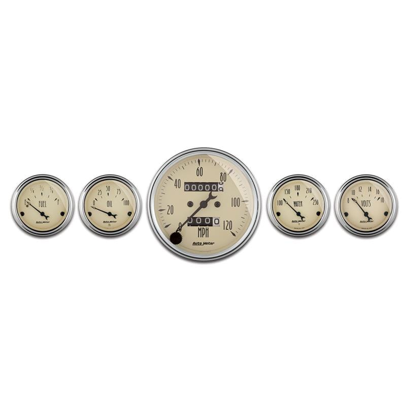 AutoMeter — AutoMeter Gauge Kit 5 Pc. 3-1/8in. & 2-1/16in. Mech. Speedometer Antique Beige
GA SET 5PC M SPD AB