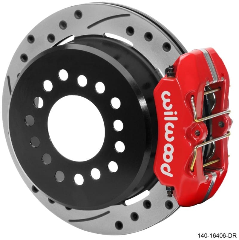 Wilwood — Wilwood Ford Explorer 8.8in Rear Axle Dynapro Disc Brake Kit 11in Drilled/Slotted Rotor -Red Caliper