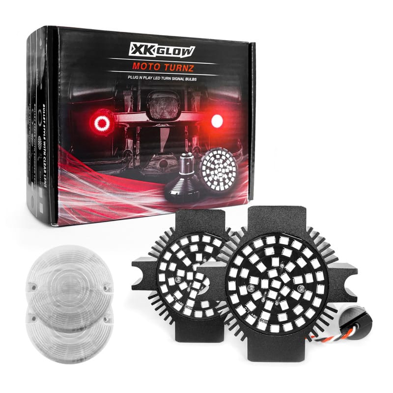 XKGLOW — XK Glow Motorcycle Rear LED Turn Signal Kit - Flat Style Clear Lenses