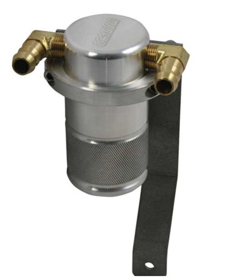 Moroso — Moroso 05-10 Chrysler 5.7L (w/Stock Intake) Air/Oil Separator Catch Can - Small Body - Billet Alum