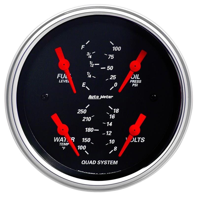 AutoMeter — Autometer Designer Black 3-3/8in Quad Gauge - Fuel Level/Oil Pressure/Water Temperature/Voltmeter
GA 3.4" QD 240-33 DB