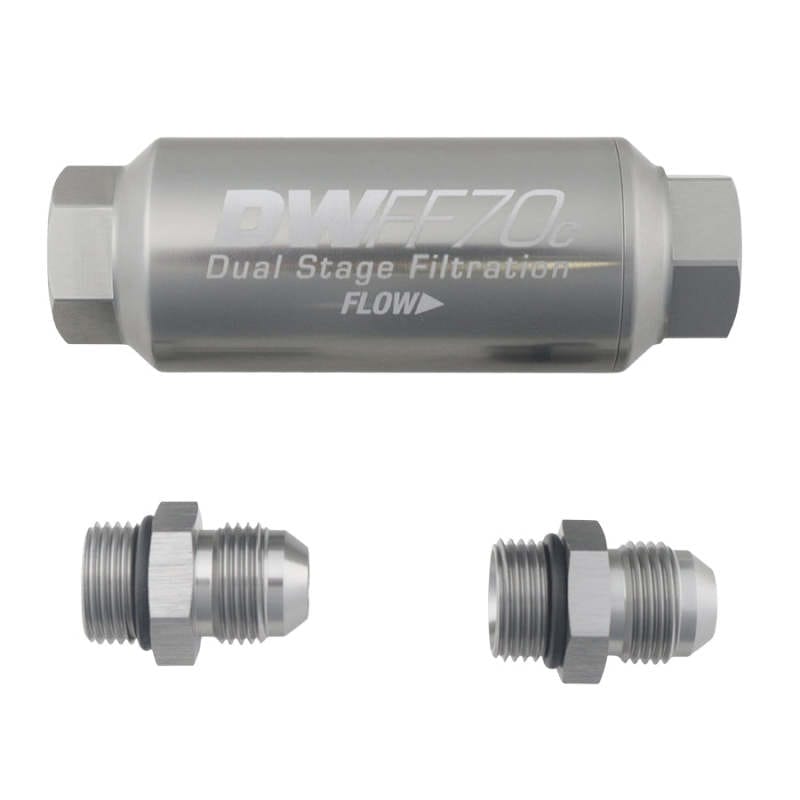 DeatschWerks — DeatschWerks 8AN 10 Micron 70mm Compact In-Line Fuel Filter Kit
Filtration