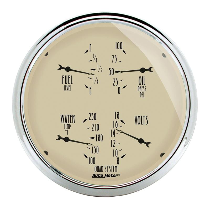 AutoMeter — GAUGE, QUAD, 5" , 0OE-90OF, ELEC, ANTIQUE BEIGE