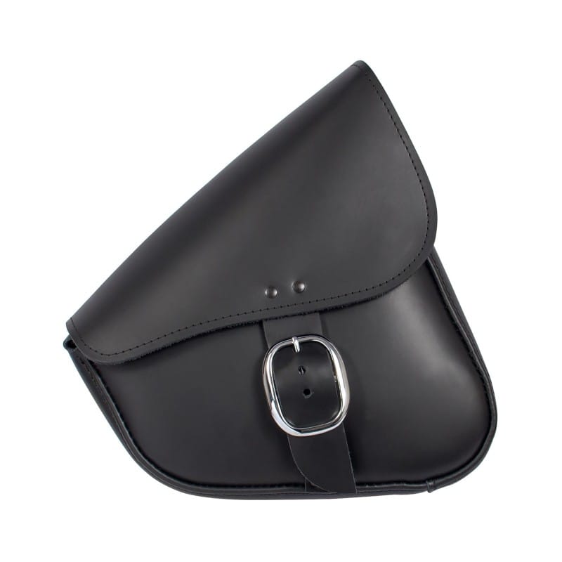 Willie & Max — Willie & Max HD Sportsters, Custom Hard Tails Leather Swingarm Bag w/Chrome Buckle - Black