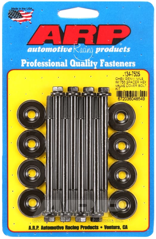 ARP — ARP Small Block Chevy GENIII/IV LS Series .750 Spacer Hex Valve Cover Bolt Kit - Black