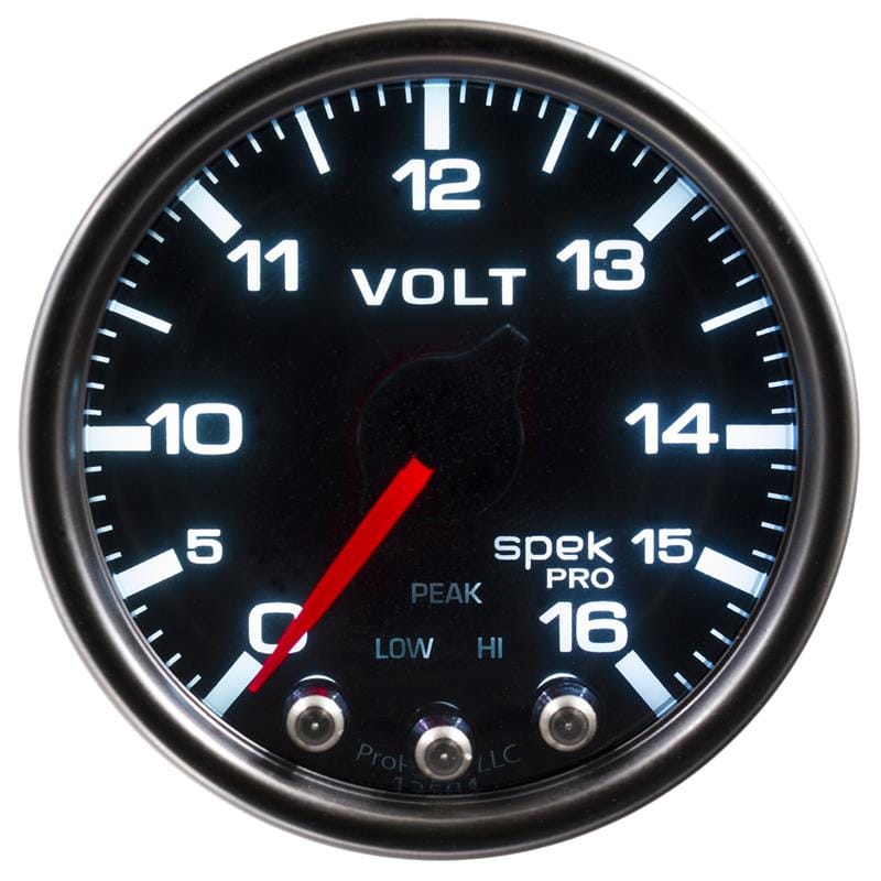 AutoMeter — GAUGE, VOLTMETER, 2 1/16", 16V, STEPPER MOTOR W/PEAK & WARN, BLK/SMOKE/BLK, SPEK