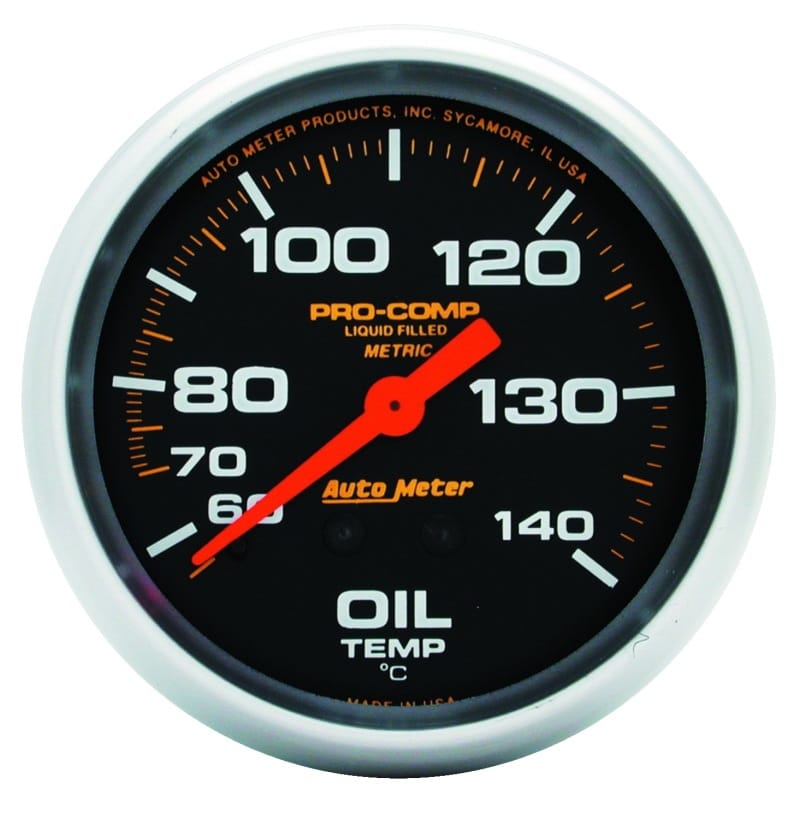 AutoMeter — Autometer Liquid Filled Mechanical 66.7mm 140-280 deg F Oil Temperature Gauge Includes 6 ft Tubing
2-5/8" OIL TEMP, 140