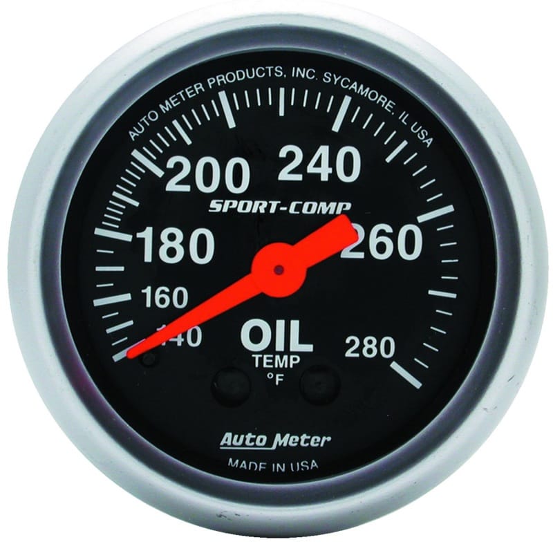 AutoMeter — Autometer Sport-Comp 52.4mm 140-280 Deg F Mech Oil Temp Gauge
2" OIL TEMP, 140-280
