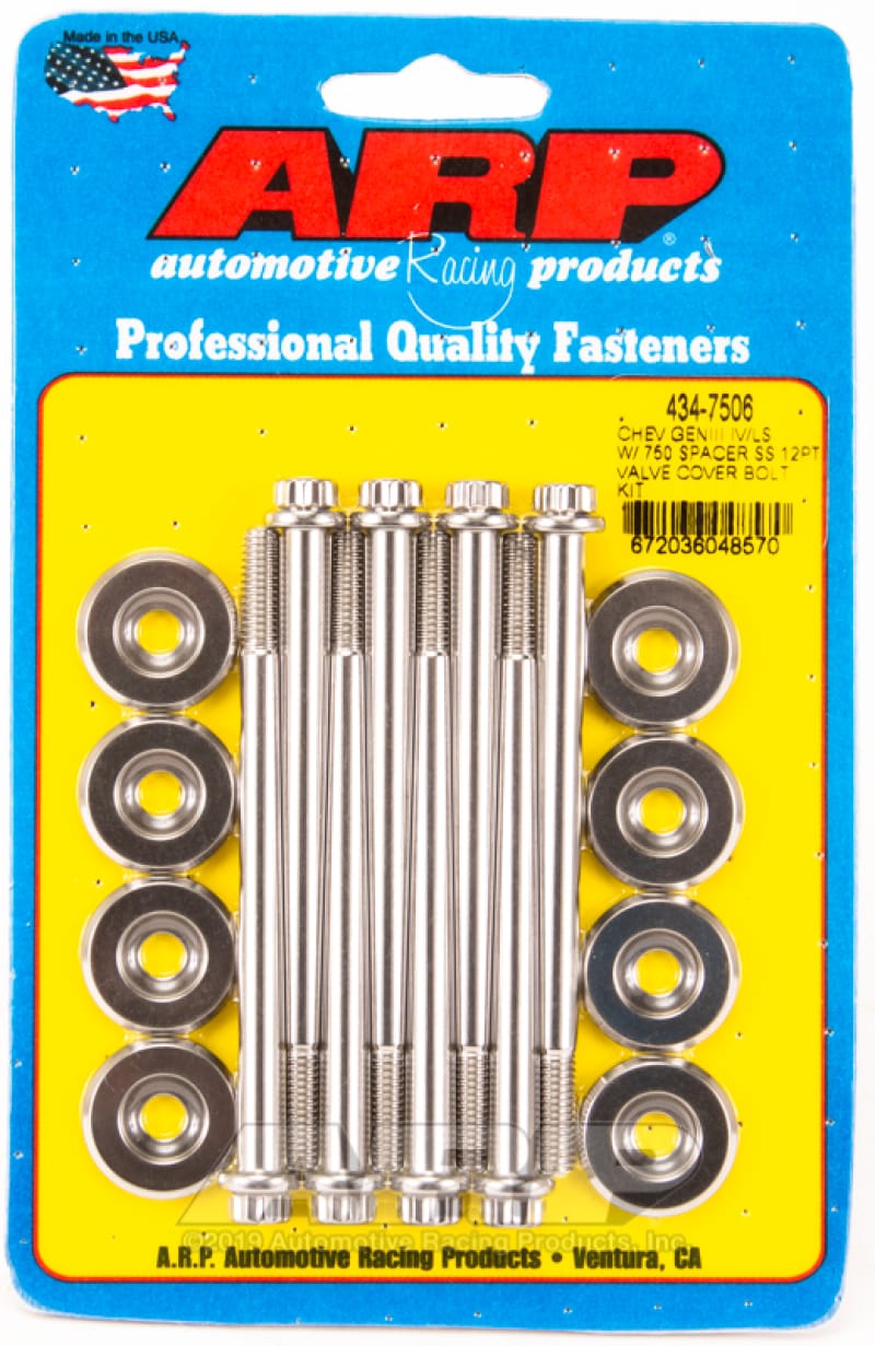 ARP — ARP Small Block Chevy GENIII/IV LS Series .750 Spacer 12pt Valve Cover Bolt Kit - Stainless Steel