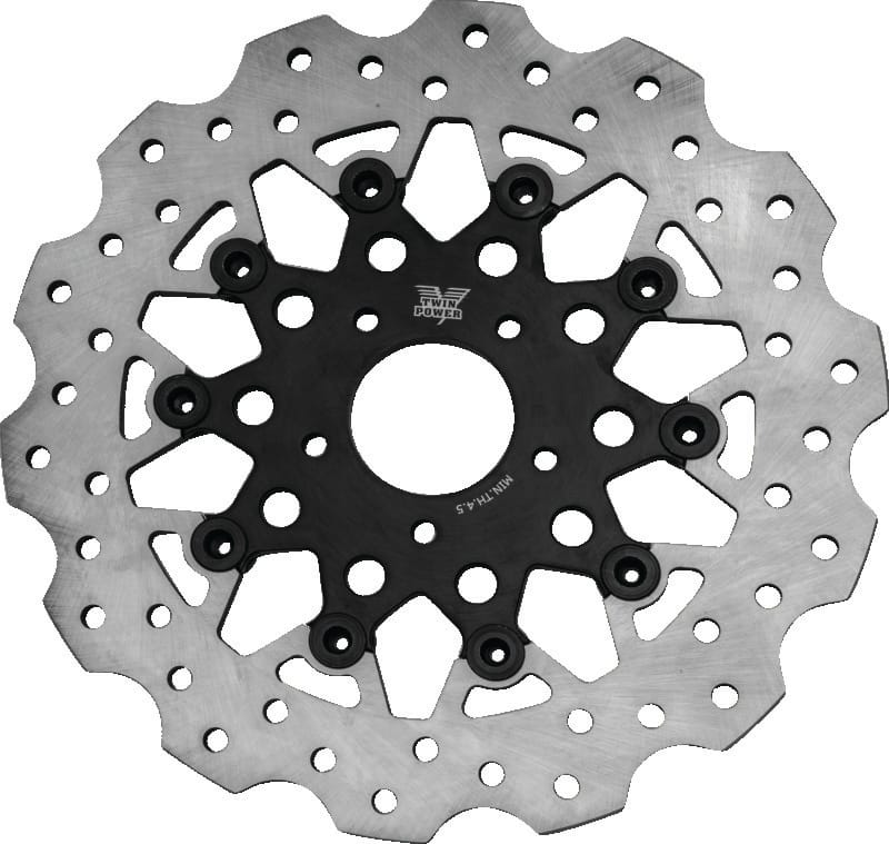 TwinPower — Scalloped Floating Rotor Black Mesh, Front, 11.8 in.