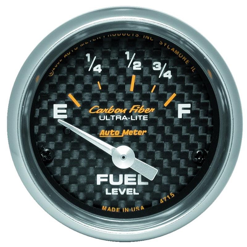 AutoMeter — GAUGE, FUEL LEVEL, 2 1/16" , 73OE TO 10OF, ELEC, CARBON FIBER