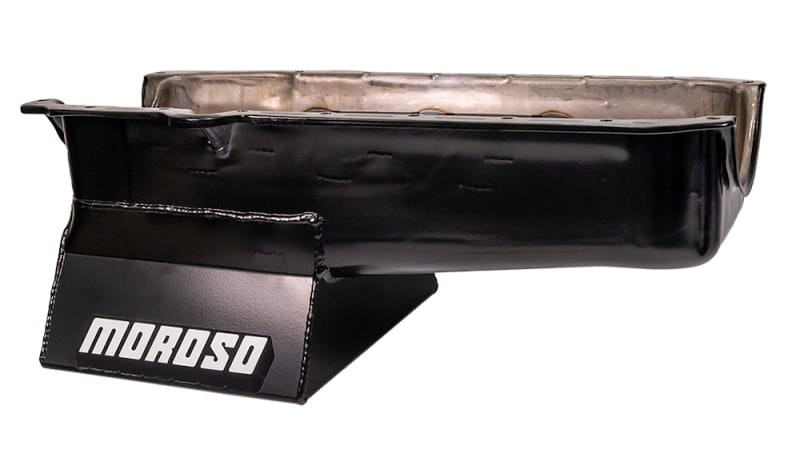 Moroso — Moroso 86-Up Chevrolet SBC (w/1 Piece Rear Main Seal) Wet Sump 7qt 8.25in Steel Oil Pan - Black