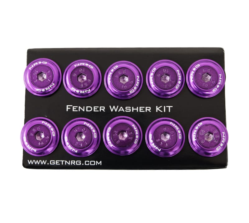 NRG — NRG Fender Washer Kit w/Color Matched M6 Bolt Rivets For Plastic (Purple) - Set of 10