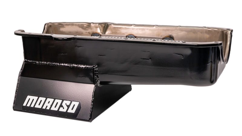 Moroso — Moroso Pre-80 Chevrolet Small Block (w/Driver Side Dipstick) Wet Sump 7qt 8.25in Steel Oil Pan -Blk