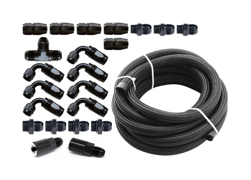 Torque Solution — Torque Solution Braided Fuel Line Kit for -6 Aeromotive FPR: Subaru WRX 02-14 / Subaru STI 07-18