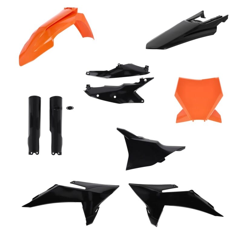 Acerbis — Acerbis 2025 KTM 125-450 SX/ SX-F/XC/XC-F Full Plastic Kit - Black/Orange