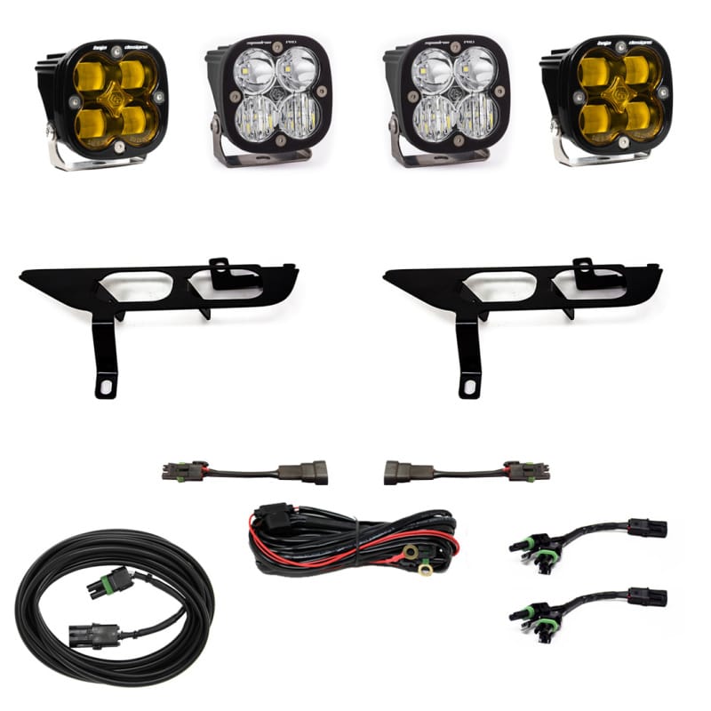 Baja Designs — Baja Designs 2021+ Ford F150 Fog Pocket Kit SAE Amber Squadron Pro DC