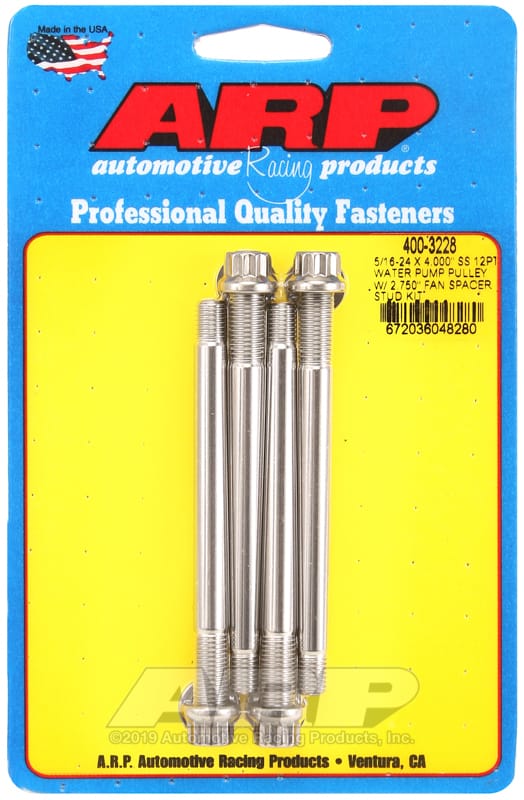 ARP — ARP 5/16-24 X 4.000 SS 12pt water pump pulley w/ 2.750in fan spacer stud kit