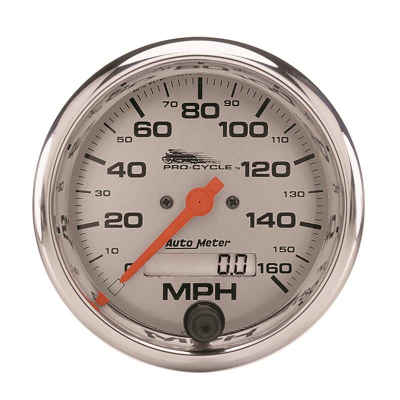 AutoMeter — GAUGE, SPEEDO, 3 3/4", 160 MPH, ELEC, SILVER, PRO-CYCLE