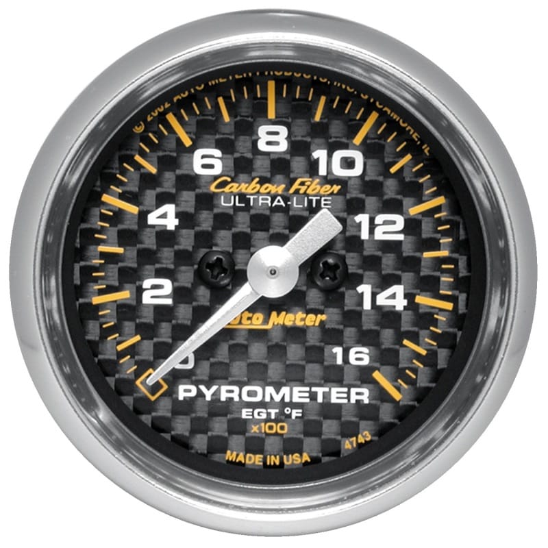 AutoMeter — Autometer Carbon Fiber 52mm 1600 Deg F Electronic EGT Gauge Kit
GA 2" EGT 1.6K F CF
