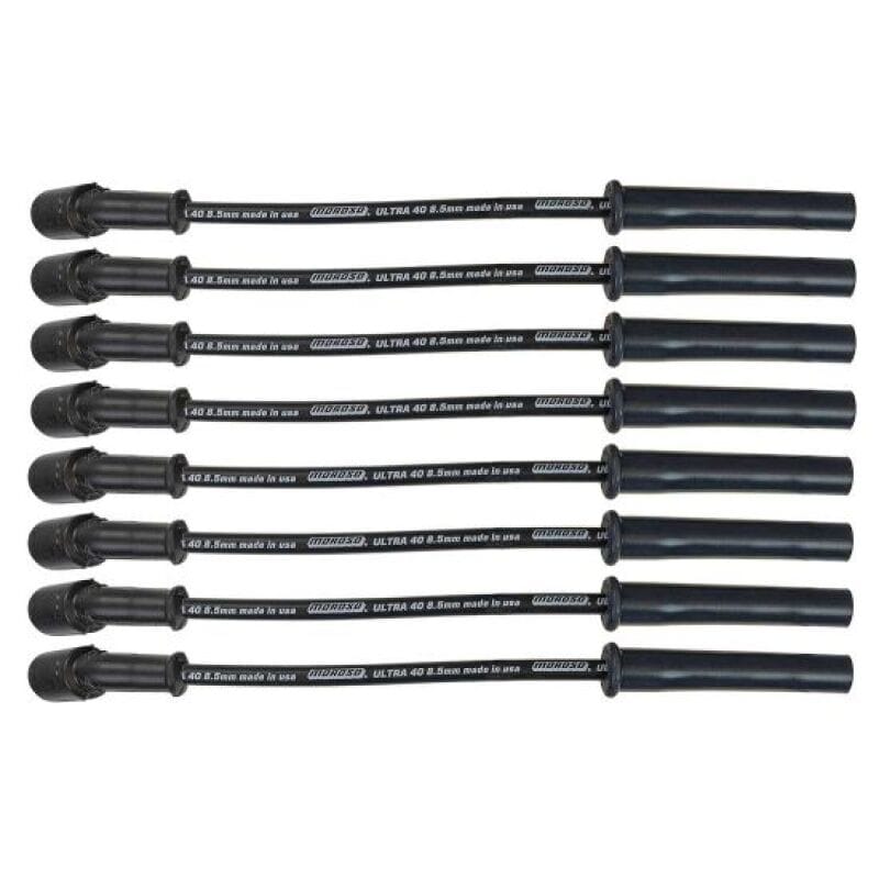 Moroso — Moroso 99-13 GM LS/LQ 4.8/5.3/5.7/6.0/6.2L Ultra 40 8.5mm Multi-Angle Boot Spark Plug Wire Set - Blk