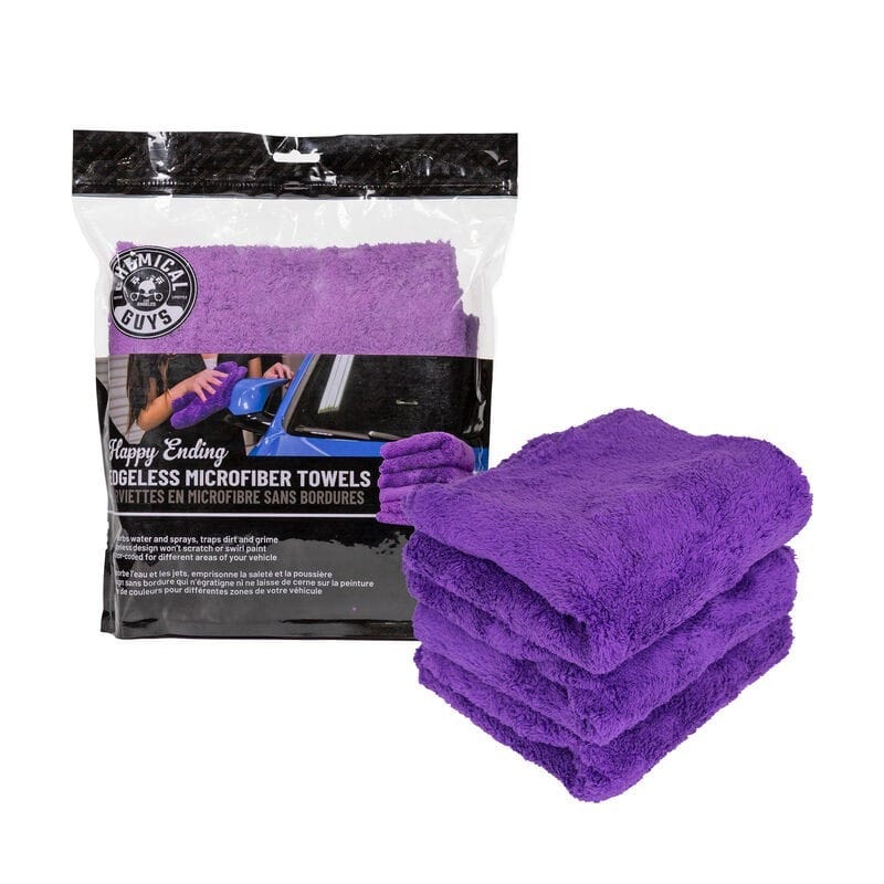 Chemical Guys — Chemical Guys Ultra Edgeless Microfiber Towel - 16in x 16in - Purple - 3 Pack