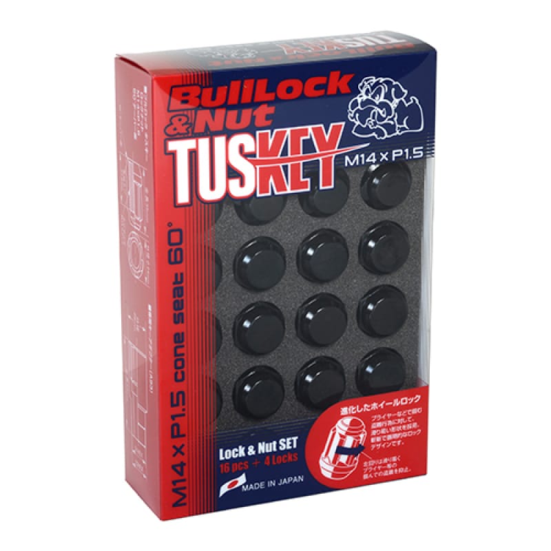 Project Kics — Project Kics 16 LUGS + 4 LOCKS Tuskey Black Bullock And Nut Set - 14X1.50