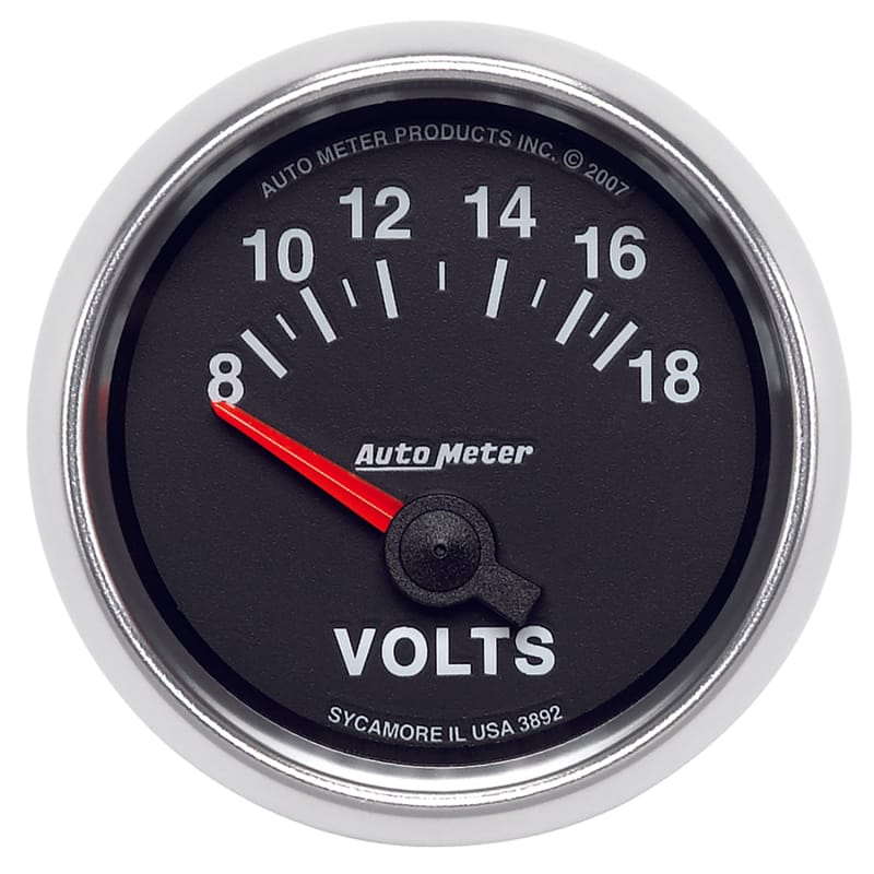 AutoMeter — Autometer GS 52mm 8-18 Volts Short Sweep Electronic Voltmeter Gauge
2-1/16" VOLTMETER, 8