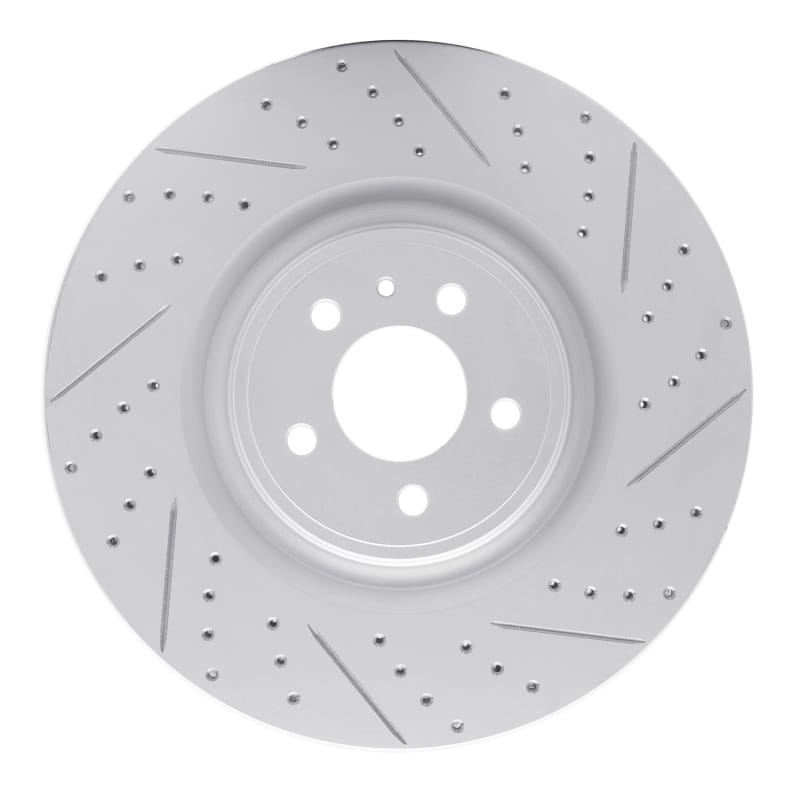 R1 Concepts — R1 13-14 Ford Mustang Front Right Drilled & Slotted Geo-Carbon Rotor