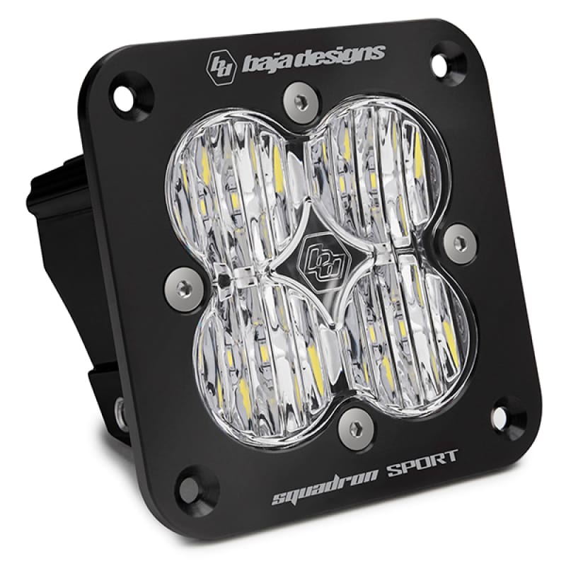 Baja Designs — Baja Designs Squadron Sport Black Wide Cornering Pattern Flush Mount LED Light Pod - Clear