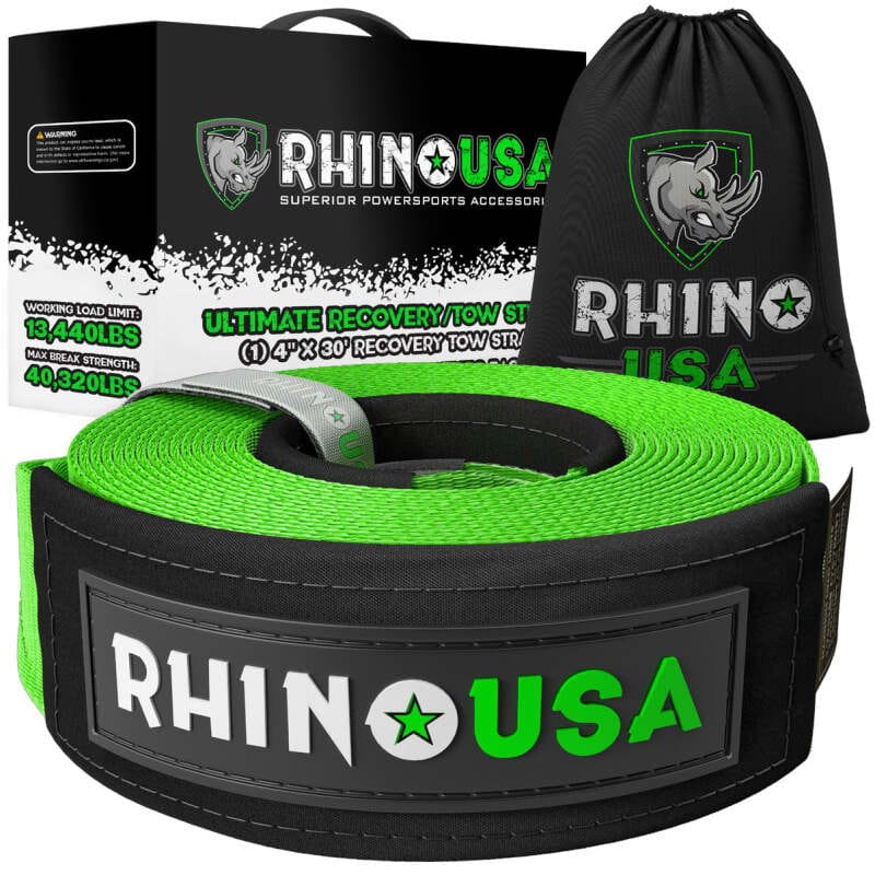 Rhino USA — Rhino USA Recovery Tow Strap 4Inx30Ft (Green)