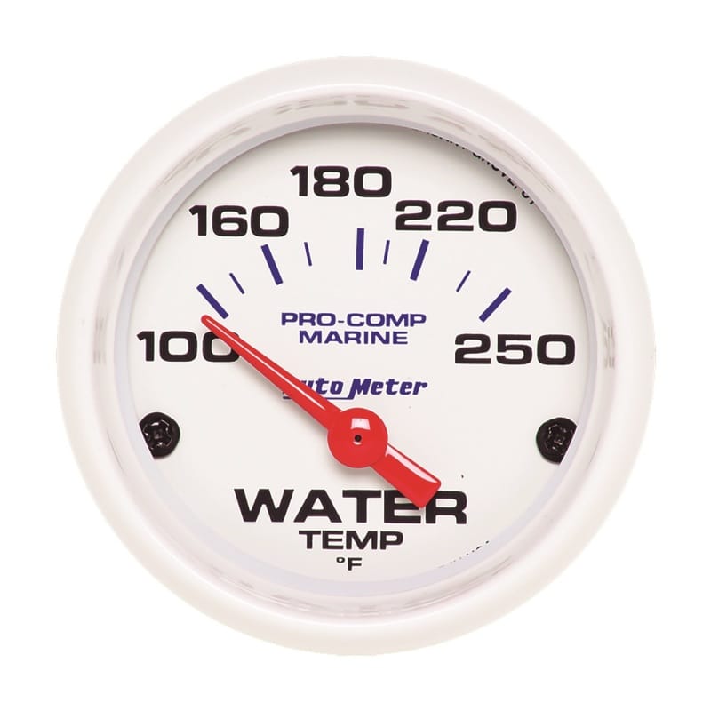 AutoMeter — Autometer Marine White Gauge 2-1/16in Electric Water Temperature Gauge 100-250 Deg F
GA 2" WT 250F E MW