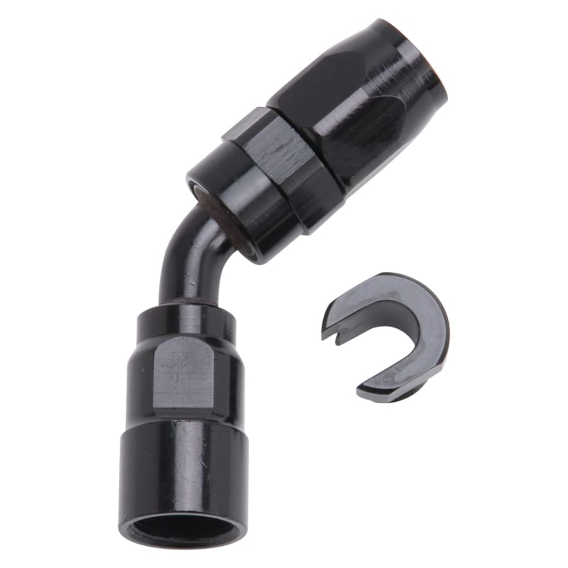 Russell — Russell Performance 3/8in SAE Quick Disc Female to -6 Hose Black 45 Degree Hose End
Hose End