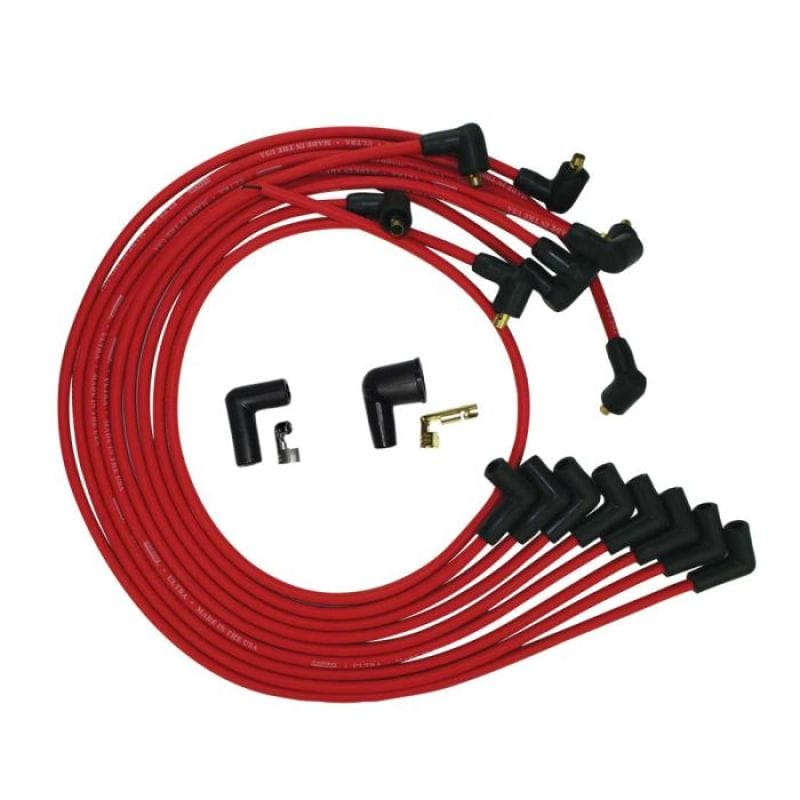 Moroso — Moroso BBC Under Header 90 Deg Plug Non-HEI Ultra Spark Plug Wire Set - Red