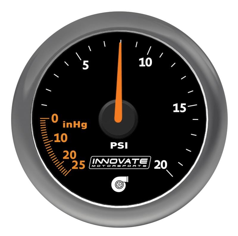 Innovate Motorsports — MTX Analog, 20 PSI Vacuum/Boost Gauge Kit, Black Dial