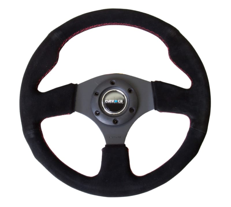 NRG — NRG Reinforced Steering Wheel (320mm) Suede w/Red Stitch