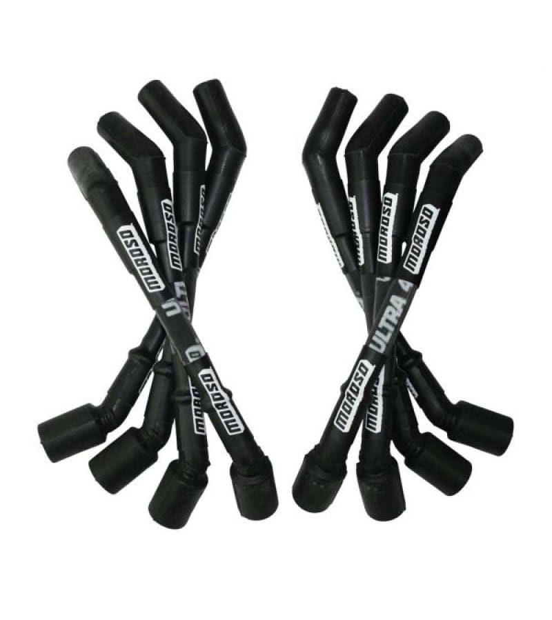 Moroso — Moroso GM LS Ultra 40 Custom Fit Sleeved Ignition Wire Set 8in 135 Deg Boots - Black