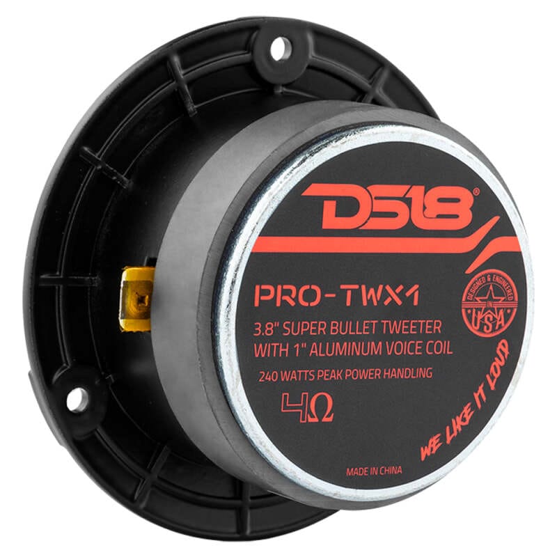 DS18 — DS18 3.8in Super Bullet Tweeter 120 Watts RMS 1in Aluminum Vc 4 ohm Black