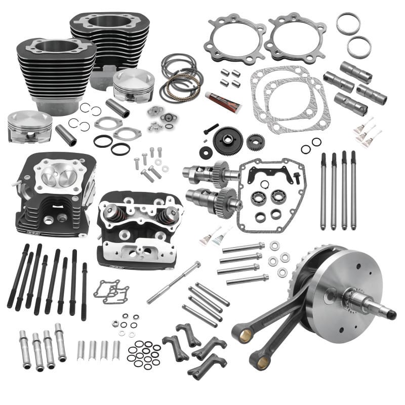 S&S Cycle — S&S Cycle 00-06 BT 124in Hot Set Up Kit w/ S&S Cylinder Heads - Wrinkle Black