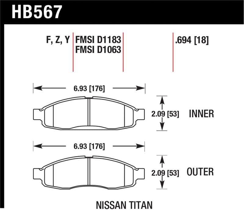 Hawk Performance — Hawk 04-06 Infiniti QX56 / 05-06 Armada / 04 Pathfinder / 04-07 Titan LTS Street Front Brake Pads
Disc Brake Pad