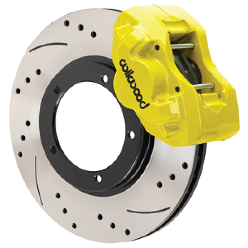 Wilwood — Wilwood 84-89 Porsche 911 D45 11.10in. Front Brake Kit w/ Flex Lines - Drilled Rotors (Yellow)