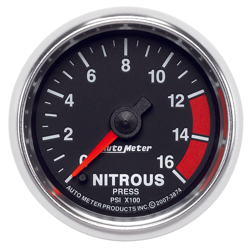 AutoMeter — Autometer GS 2 1/16in. 1600PSI Nitrous Fuel Pressure Gauge
2-1/16" NITROUS, 0-1