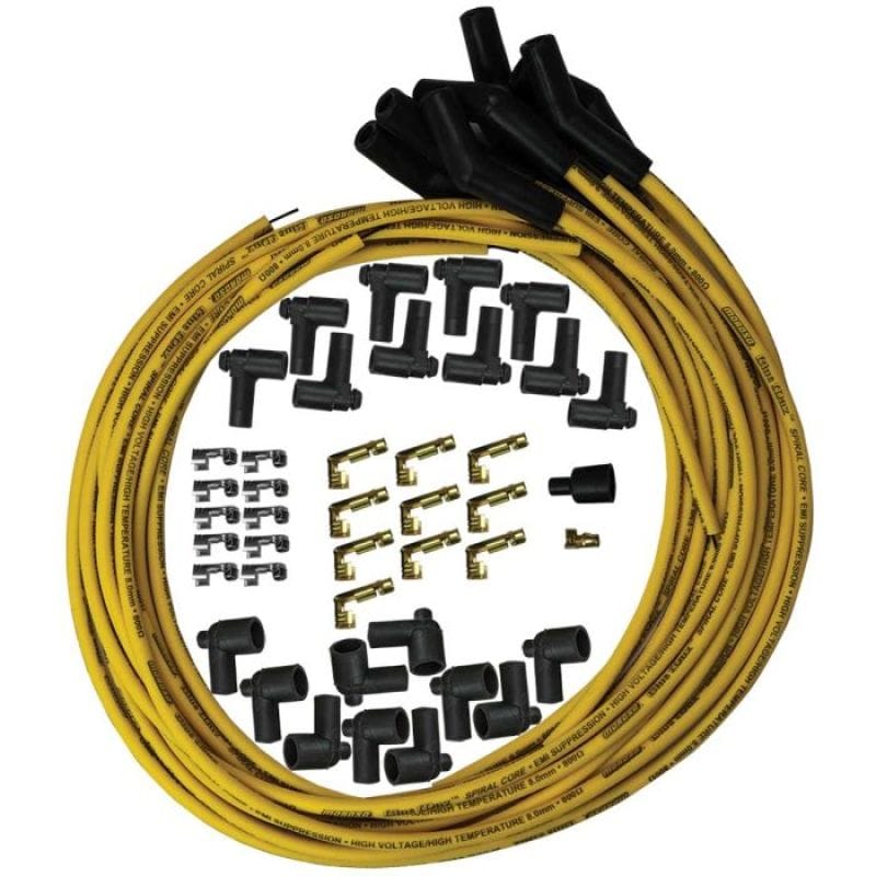 Moroso — Moroso Universal Ignition Wire Set - Blue Max - Spiral Core - Unsleeved - 135 Degree - Yellow