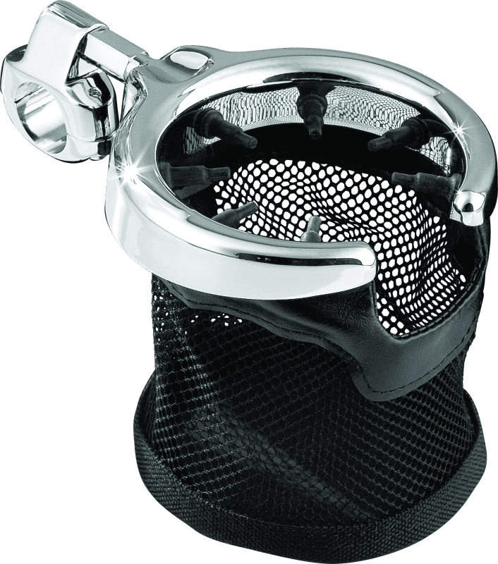 Kuryakyn — Kuryakyn Drink Holder with Mesh Basket 1 inch Clamp Chrome